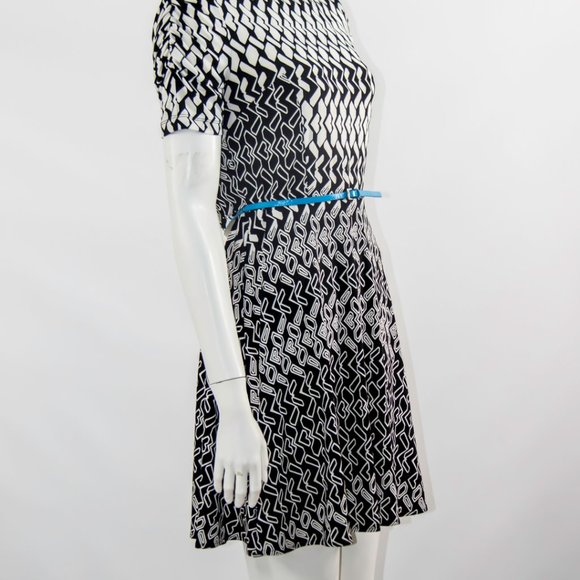 Casual Dress Womens Black White Striped Fit and Flare New - Picture 3 of 4